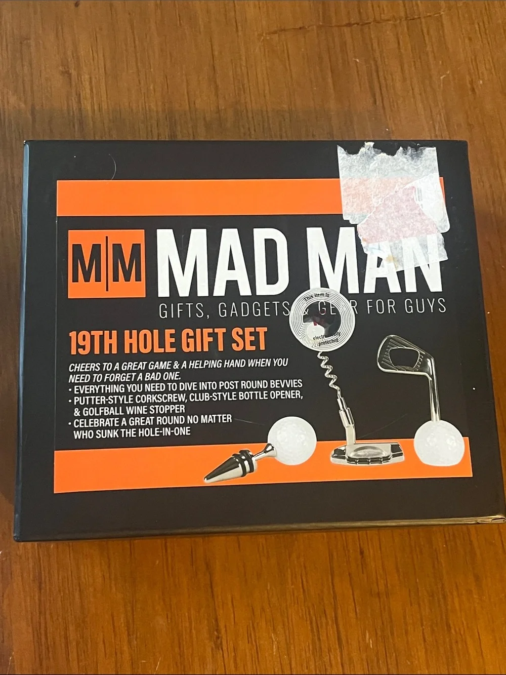 Mad Man Golf 19th Hole Gift Set Bar Corkscrew Bottle Opener Wine Stopper new